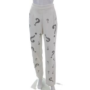 Interstyle Womens Geometric Bedazzled Zippered Tapered Pants White Size 6